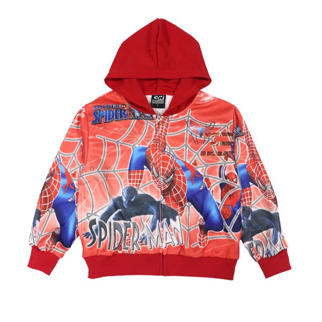 2023 nuevo abrigo de niño vengadores primavera otoño para niños con capucha bebé niños chaqueta ropa de salida coche de dibujos animados McQueen Spiderman 3-8S (2T-3T) Gao Jinjia LED