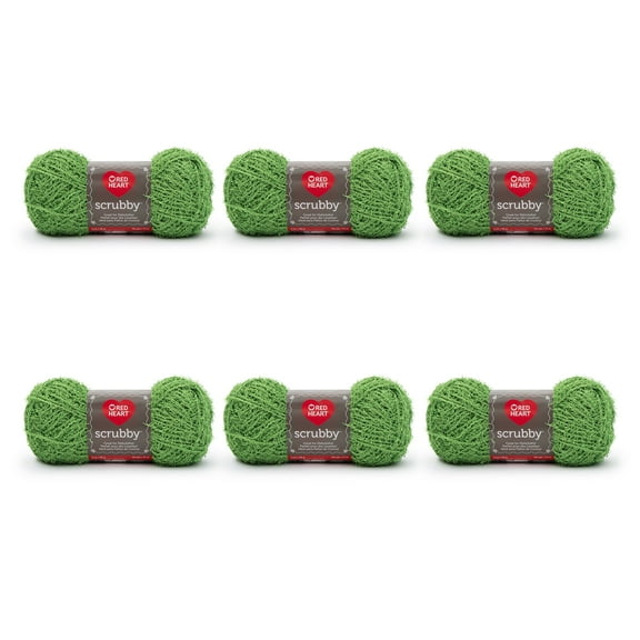Red Heart Scrubby 4 Medium Polyester Yarn, Lime 3.5oz/100g, 92 Yards (6 Pack)