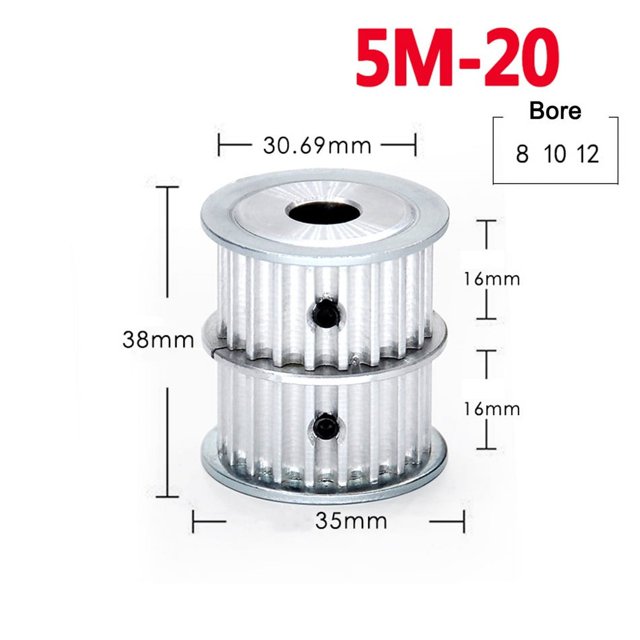 1Pcs Poulie de Minuterie 5M20 Double Roue Synchrone Ronde Largeur 11mm 16mm Alésage 8mm 10mm 12mm, Installation Facile