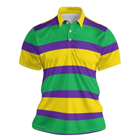 MIXUE Polo Shirts For Men Color Block Print Lapel Button Down Short Sleeve Casual Breathable Tops Activewear,Blue,XXXXXL