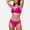 Fuchsia, variant on Swim Women's Contrast Trim High Waist Bikini Set with V Notch Neckline and Full Coverage Bottoms - Large, Green