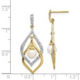thumbnail image 3 of FB Jewels 14K Yellow Gold 5-6mm White Round FW Cultured Pearl .02ct Diamond Dangle Earrings, 3 of 3
