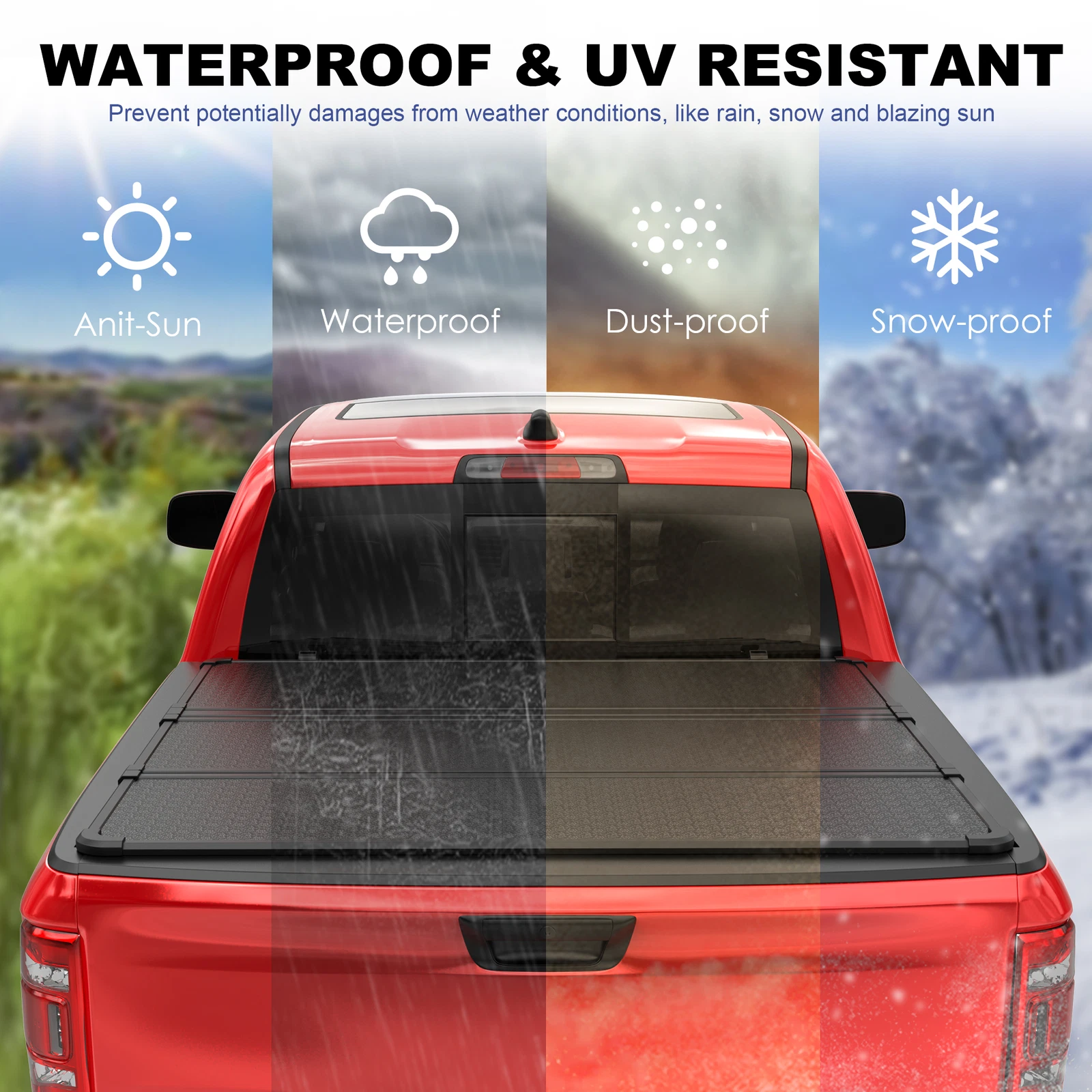 MOSTPLUS Tri-Fold 6.5FT Hard Solid Truck Bed Tonneau Cover for 2002-2026 Dodge Ram 1500