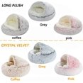 thumbnail image 4 of Cama de felpa larga para gato, cojín redondo para gato, cesta de Gato caliente para casa, bolsa de dormir para gato, perrera 2 en 1 para perro pequeño, 4 of 4