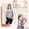 thumbnail image 5 of TIYOMI Plus Size Tops for Women 3X Short Sleeve T Shirts V-Neck Tie Dye Blouses Casual Loose Fit Rainbow Tunics for Summer 3XL 22W 24W, 5 of 5