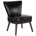 thumbnail image 2 of Merrick Lane Black Faux Leather Mid-Back Retro Accent Side Chair with Flared Wooden Legs, 2 of 10