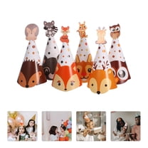 OFFIGAM 24Pcs Jungle Animal Theme Paper Cone Birthday Hats with Elastic Band for Party Decorations