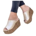 thumbnail image 2 of B91xZ Sandals for Women Rhinestone Glitter Slip On Footbed Platform Sandals Slippers,Gold 9, 2 of 3