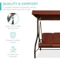thumbnail image 5 of Best Choice Products 3-Seat Outdoor Converting Canopy Swing Glider Patio Hammock w/ Removable Cushions - Dark Rust, 5 of 9
