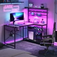 thumbnail image 5 of Bestier L Shaped Gaming Desk with Power Outlets,41 '' LED,Black Marble, 5 of 10