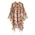 thumbnail image 1 of Women'S Solid Color Shawl Warm Collar Tassel Solid Color Knitted Cape Shawl Blouse Beige N Free Size, 1 of 1