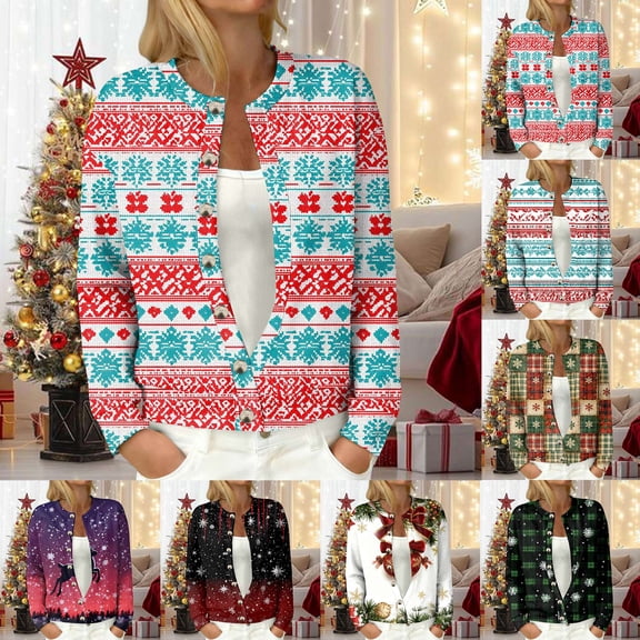 larppty Women's Christmas Sweaters Cardigans Ugly Soft Fuzzy Knit Long Sleeve Pullover for Christmas Party Holiday（Wine，L）