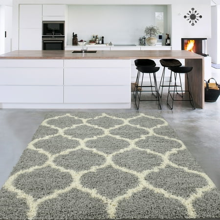 Soft Rugs For Living Room Sweet Home Stores Cozy Moroccan Trellis Design Contemporary Living & Bedroom Soft Shag Area Rug ()