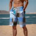 thumbnail image 1 of Men's Shorts Summer Shorts Casual Shorts Pocket Drawstring Elastic Waist Graphic Color Block Geometric Pattern Breathable Soft Short Men's Swimwear Sky Blue L, 1 of 4