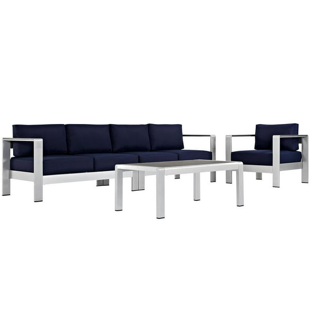Modway Shore Sectionnel de Mobilier de Patio Extérieur en Aluminium, 4 Pcs