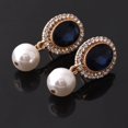 thumbnail image 4 of Gold Plated Rhinestone Crystal Simulated Pearl Clip-on Drop Earrings, 4 of 12