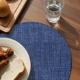 thumbnail image 3 of Vintage Navy Blue Round Placemats Set of 2 for Dinning Tables,Heat-proof Braided Table Mats 13 Inch,Farmhouse Retro Dark Solid Color Linen Texture Washable Place Mat for Kitchen Restaurant Party, 3 of 9