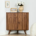 thumbnail image 3 of LEFHDA Adjustable Shelf Corner Cabinet with 2 Doors — Freestanding Storage Organizer for Bathroom, Kitchen, Living Room in Brown/Black & Walnut Finishes, 3 of 10
