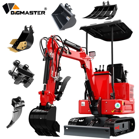 DigMaster 1.4 Ton Mini Excavator Kubota Twin-Cylinder Diesel Engine Hydraulic thumb Compatible Multiple Attachment farms yards EPA (90% Pre-Assembled)