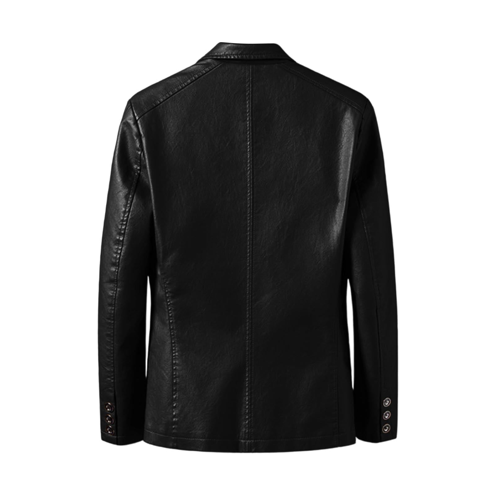 Wutalume Men's Leather Suit Collar Casual Leather Jacket, Genuine Leather Material, Stylish Lapel Design, Durable Construction for Long-Lasting Wear,Wine 2XL
