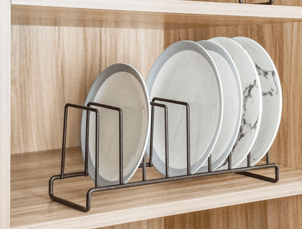 Kitchen Pan and Pot Lid Organizer Rack for Pot Lids Plates Cutting Boards 