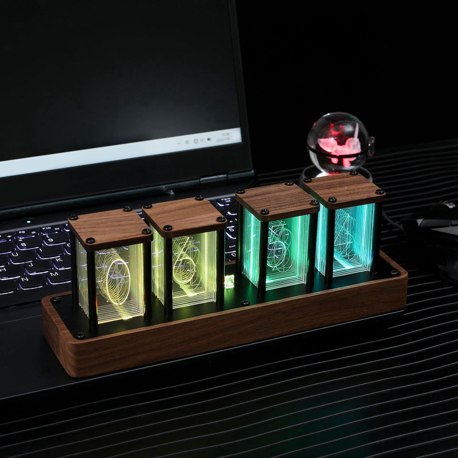 RGB Nixie Tube Clock, LED Desk Clock, Glow Tube Gift Alarm Clock for Home Bedroom Decor