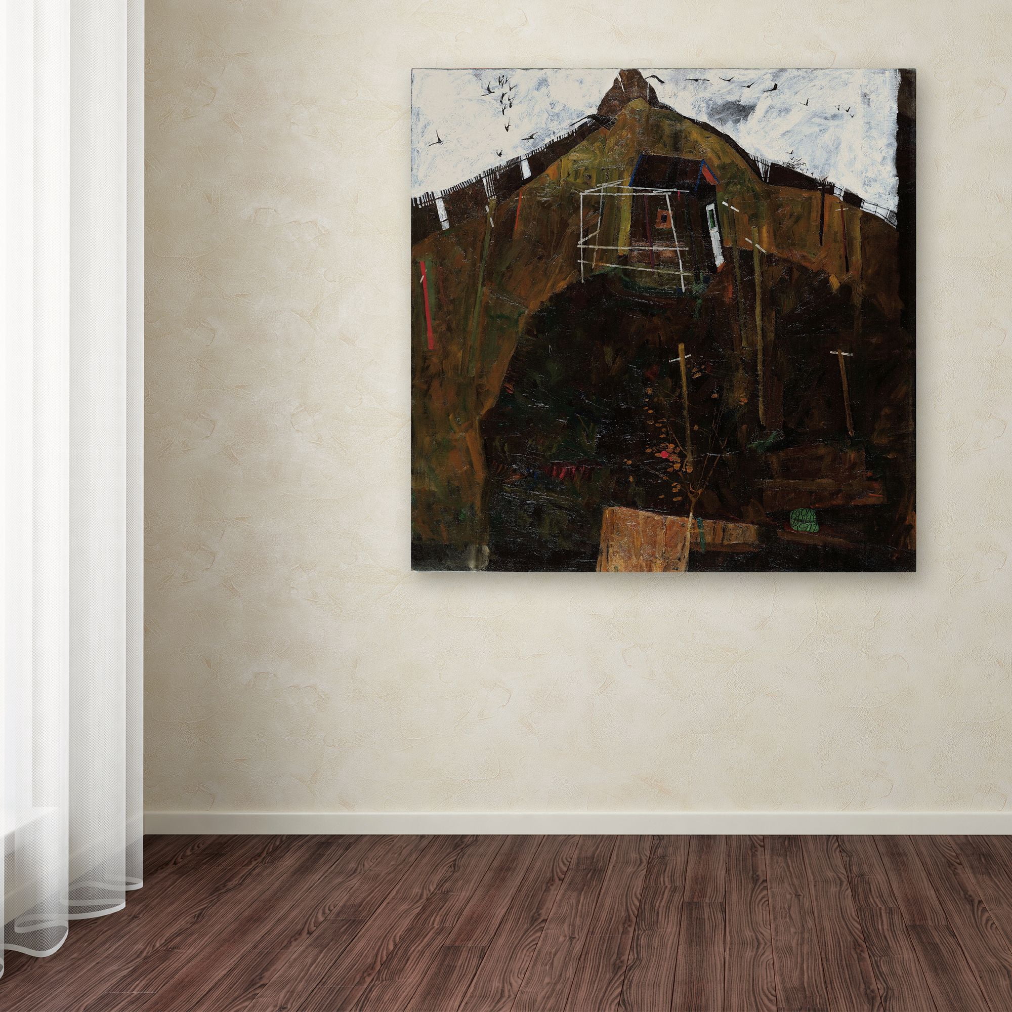 Egon Schiele 'Landscape With Ravens' Canvas Art