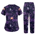 thumbnail image 6 of Women’s 2026 Halloween Scrub Sets, V-Neck Short Sleeve Top & Jogger Pants, Quick Dry Medical Uniform with Pockets for Nurses, 02-Dark Purple, S, 6 of 6