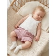 thumbnail image 4 of Loicainy Baby Toddler Girl 2 Piece Clothes 6 12 18 24 Months 2T 3T 4T Solid Color Eyelet Sleeveless Square Neck Tops and Shorts Outfits Set, 4 of 9