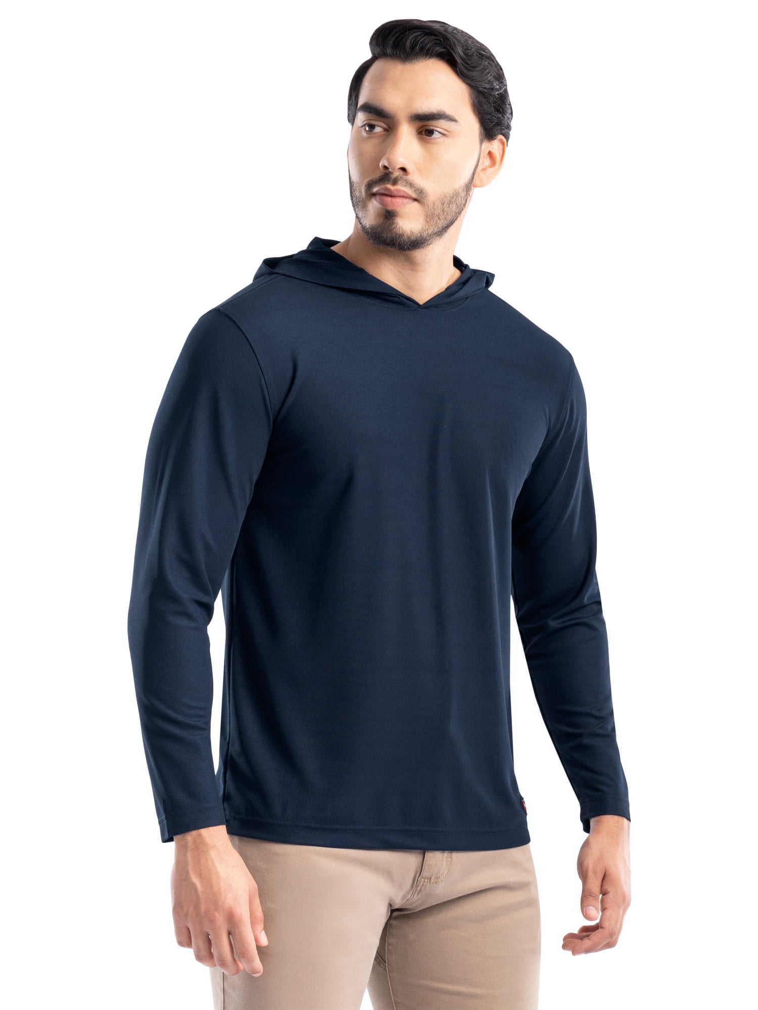 Wrangler Workwear Men's Long Sleeve Sun Protection Work Shirt with Hood, Size S-5XL (Men's & Big Men's)