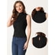 thumbnail image 2 of Camiseta sin mangas con cuello simulado para mujer, cuello alto, sin mangas, acanalado, top de punto Negro XS, 2 of 6