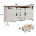 thumbnail image 2 of OKD 60" Farmhouse TV Stands 4 Drawers Dresser Modern Wood Rustic Chest Organizer with Sliding Barn Doors for Bedroom Living Room, Antique White, 2 of 6