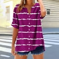 thumbnail image 5 of Cmfcve Women's Summer T-Shirt Striped Button Gauze Shirts Short Sleeve V-Neck Tee Tops, 5 of 5