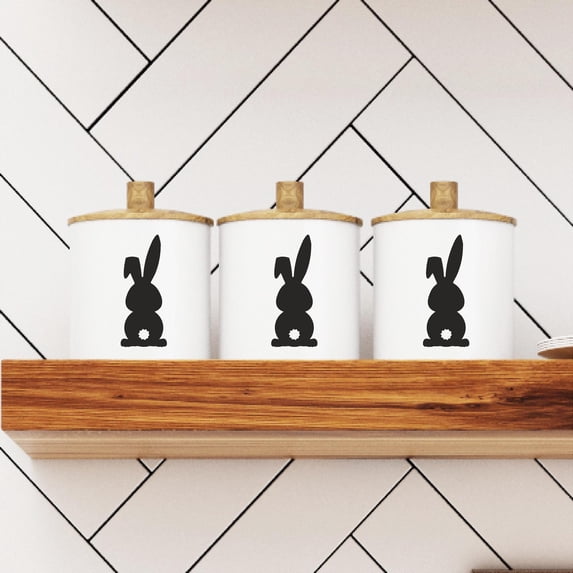 Set of 24 Cotton Tail Easter Bunnies Decals Gifts Spring Vinyl Lettering Wall Decal Size: 1.5"H x 4"L (each) - Color: Black