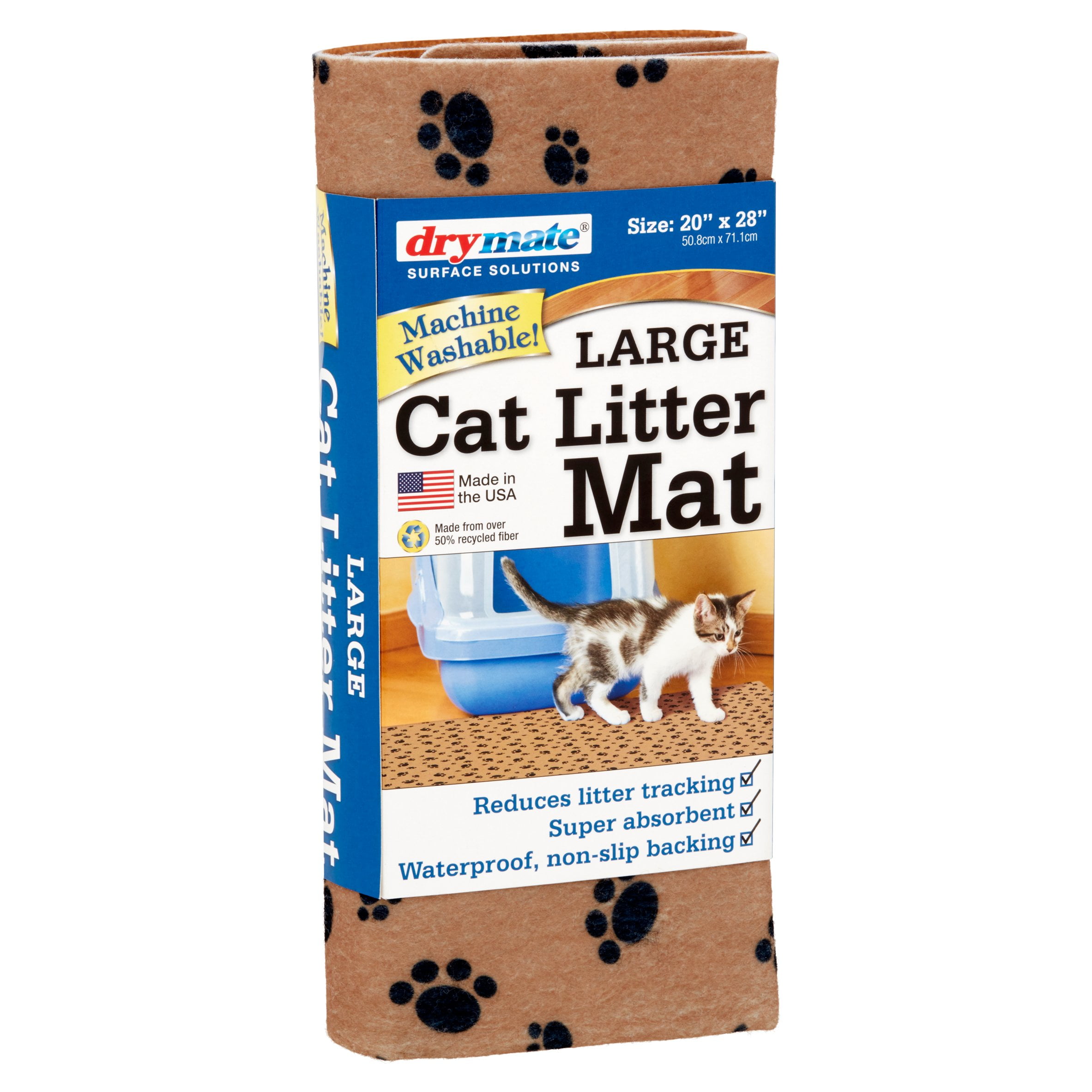 Drymate Personalized Cat Litter Mat, 20x28-in, Good Medicine Blue