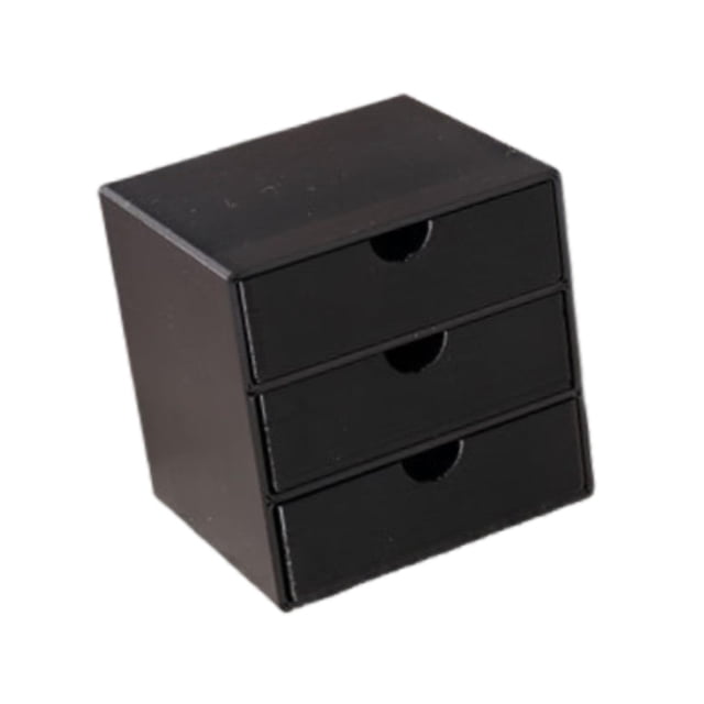 Armario para casa de muñecas a escala 1:12 con 3 cajones, accesorio decorativo para casa de muñecas, modelo de armario de almacenamiento en miniatura Negro