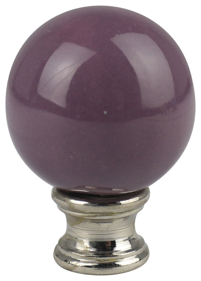 Lamp Finial with Lead Crystal Dark Lavender Ball with Brass Base