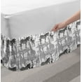 thumbnail image 2 of African Bed Skirt, Wild Life Safari Themed Printing of Zebras Giraffes and Umbrella Thorn Trees, Elastic Bedskirt Dust Ruffle Wrap Around for Bedding Decor, 4 Sizes, Grey and White, by Ambesonne, 2 of 2