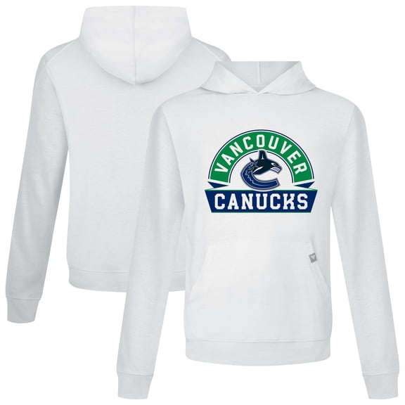 Men's Levelwear White Vancouver Canucks Relay Banner Arch Pullover Hoodie