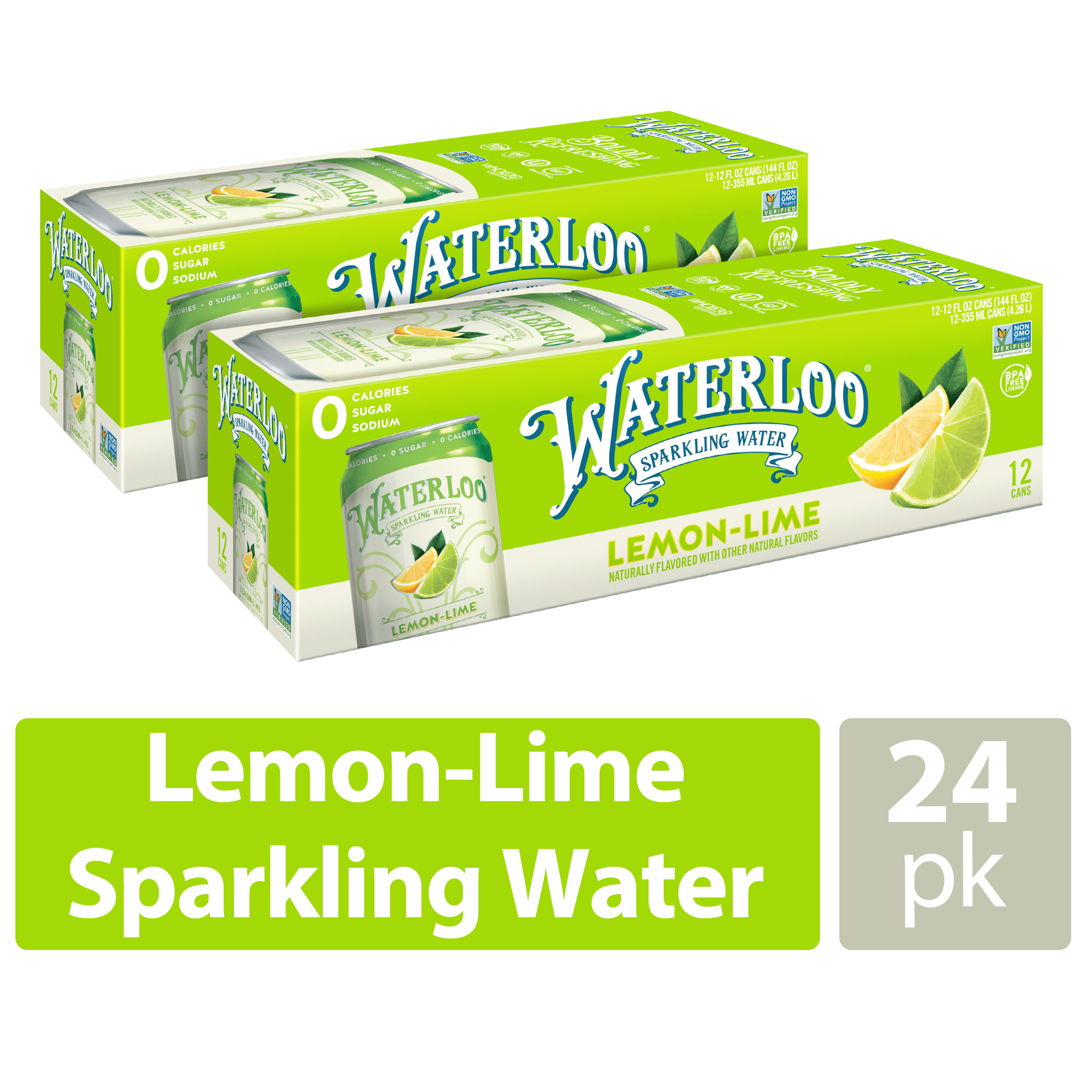 Waterloo Sparkling Water Lemon Lime 12 Fl Oz 24 Pack Cans 7263