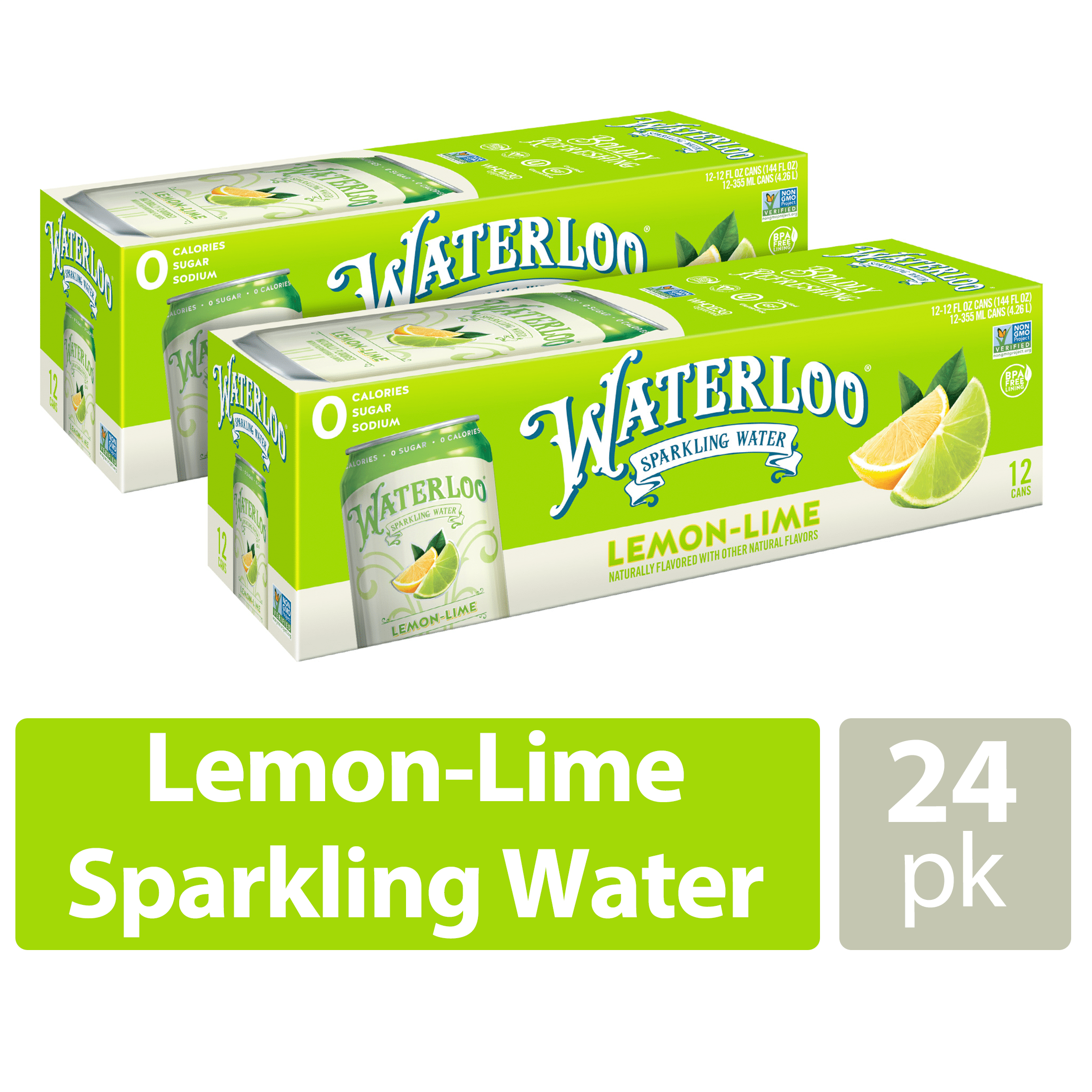 Waterloo Sparkling Water Lemon Lime 12 Fl Oz 24 Pack Cans Walmart