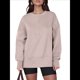 thumbnail image 1 of Sudaderas Oversize para Mujer, Cuello Redondo, Larga, Informales, Holgadas, con Aberturas, para Otoño Caqui L, 1 of 9