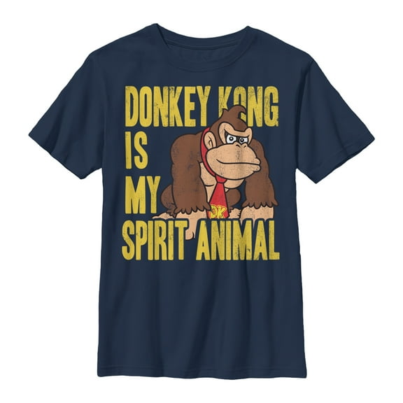 Boy's Nintendo Donkey Kong is My Spirit Animal Graphic Tee Navy Blue Small