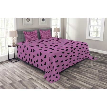 Hot Pink Bedspread Set Valentine S Day Inspired Black Mini Hearts