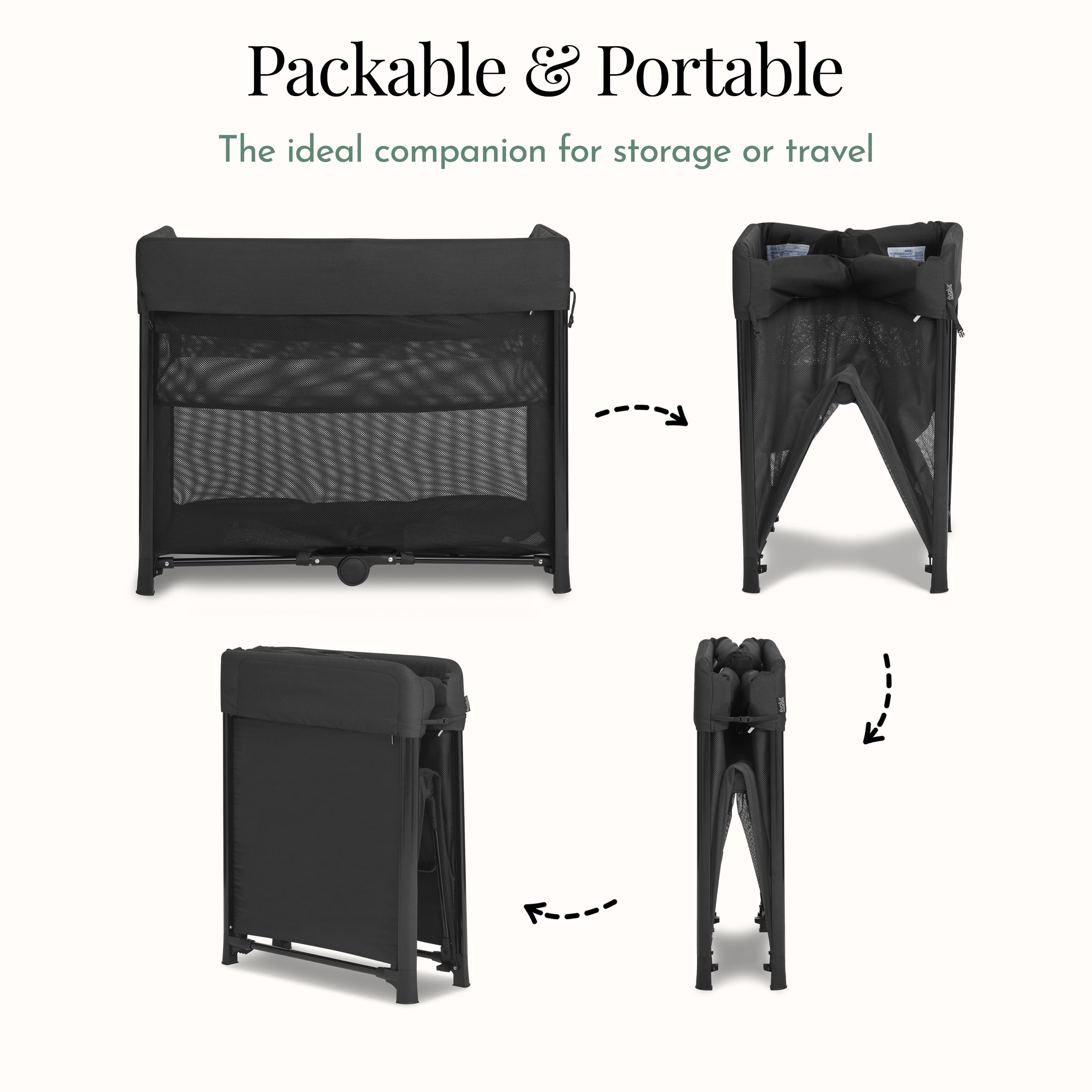 Parc portable Evolur Zane | Pour les déplacements - Parc pliable instantanément, noir