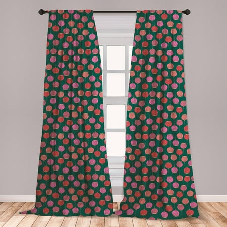 Teal Color Bedroom Ideas Floral Curtains 2 Panels Set, Repeating Nature Love Pattern with Blossoms of Botanical Elements, Window Drapes for Living Room Bedroom, Dark Teal and Multicolor, by Ambesonne ()