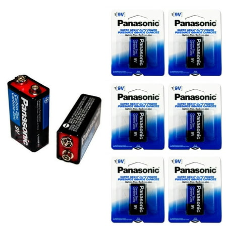 - 6 PC Panasonic 9 Volts 9V Battery Batteries Super Heavy Duty Zinc Carbon New