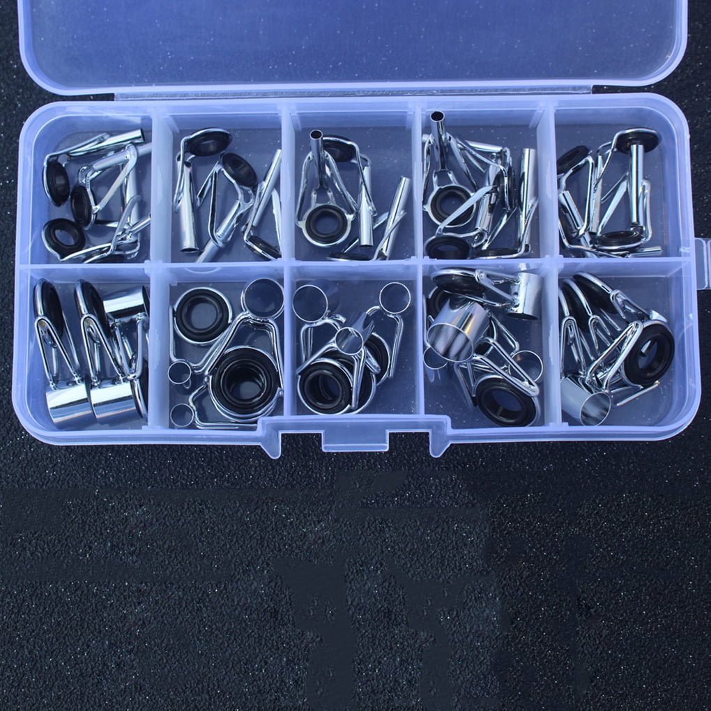 Details about   8 pcs Ceramic Fishing Rod Guide Tip Repair Kit Stainless-Steel Rings Lot Useful 