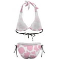 thumbnail image 6 of Cow Print Bikini Sets String Halter Triangle Bathing Suits Swimsuit for Women, 6 of 6