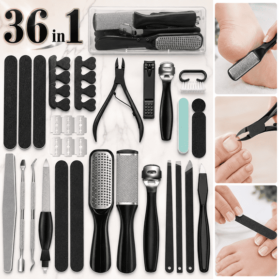 Ustris 36 in 1 Pedicure Kit, Professional Pedicure Tools Foot Rasp Foot Dead Skin Remover for Home & Salon Care